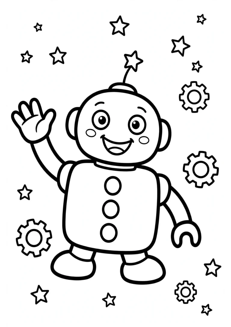 Robot Coloring Page — Free Printable