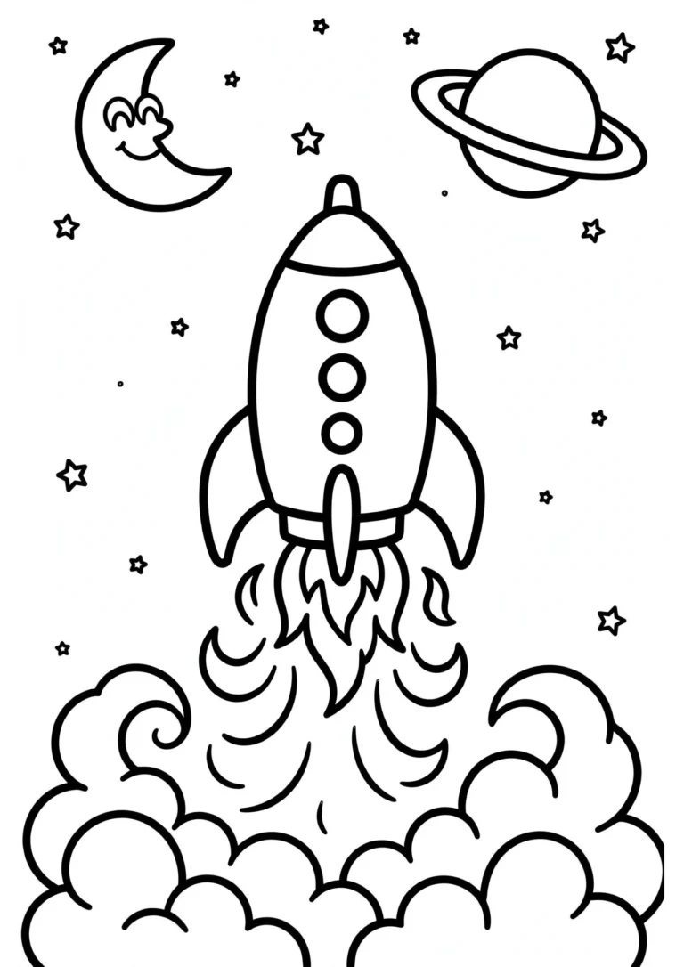 Rocket Ship Coloring Page — Free Printable
