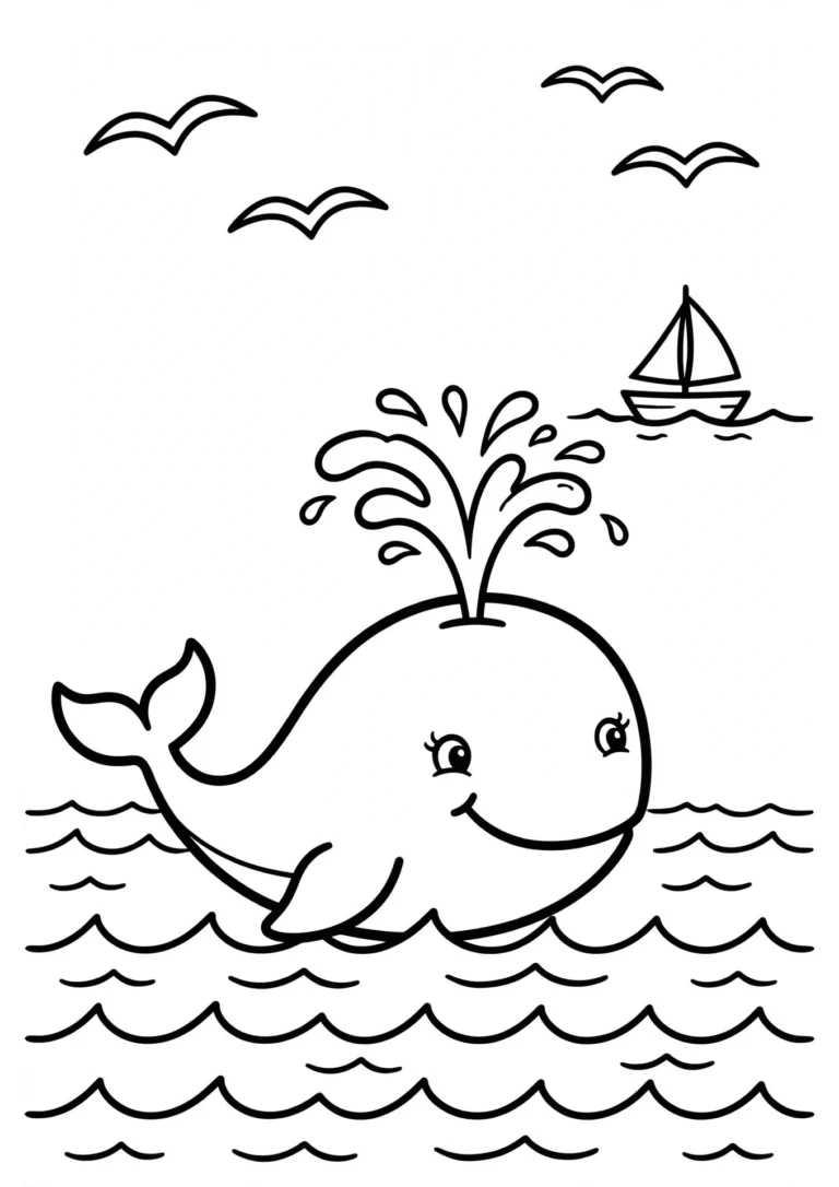 Whale Coloring Page — Free Printable
