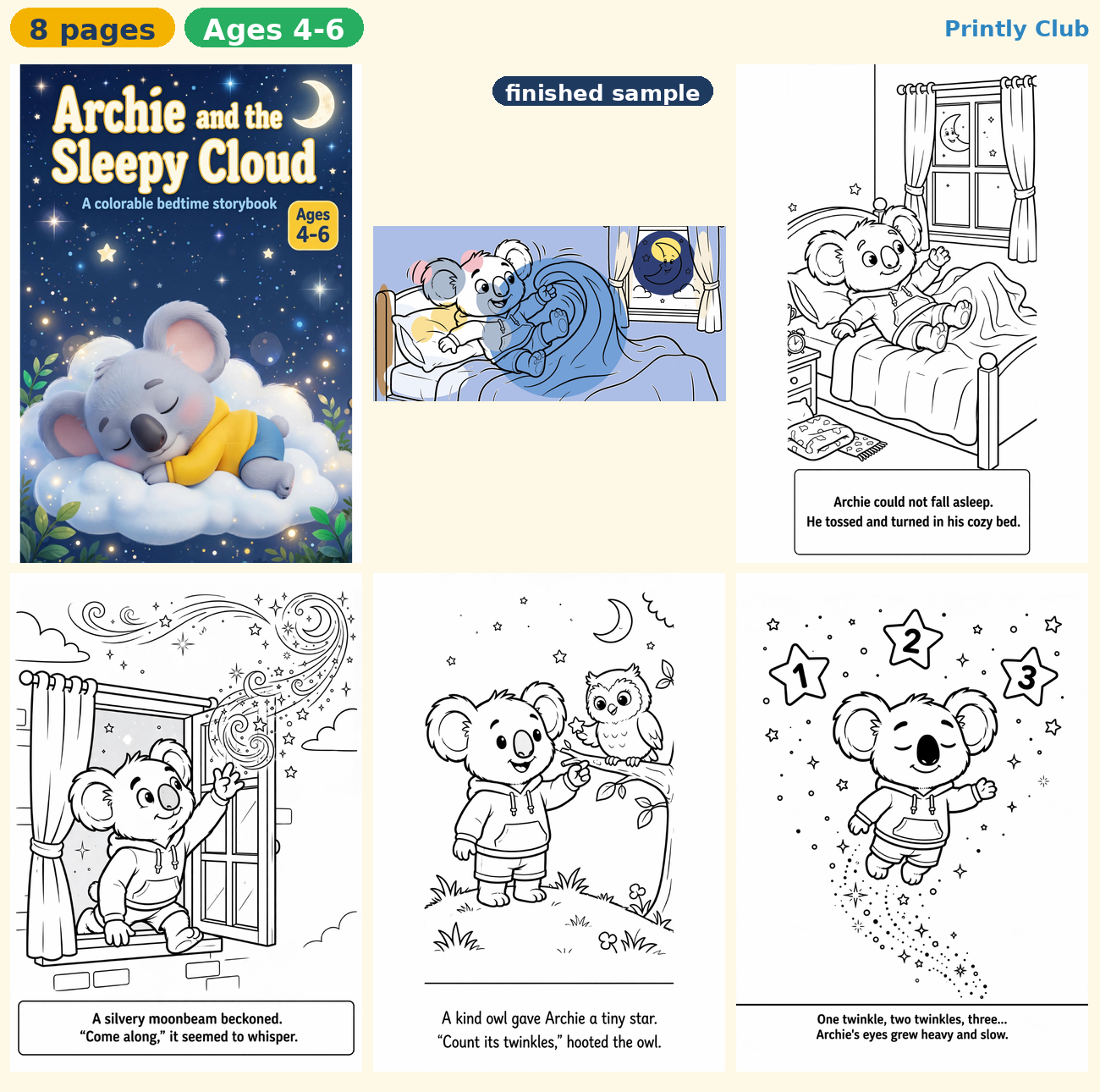 Archie and the Sleepy Cloud — Free Printable Pack