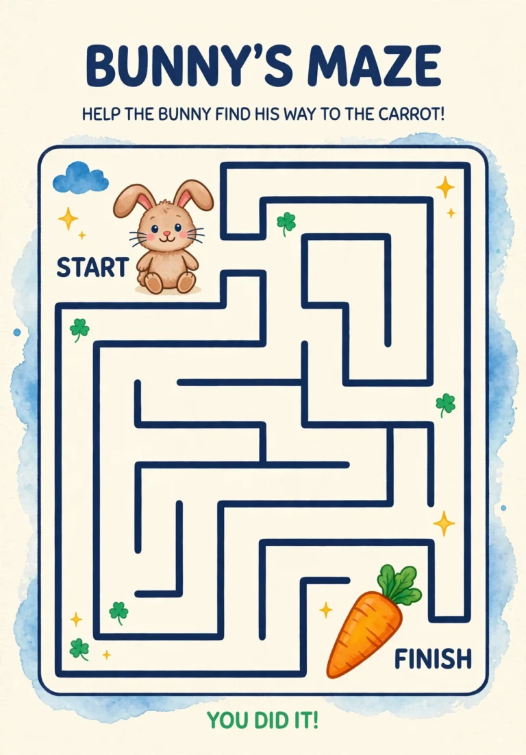 Bunny Easy Maze — Free Printable