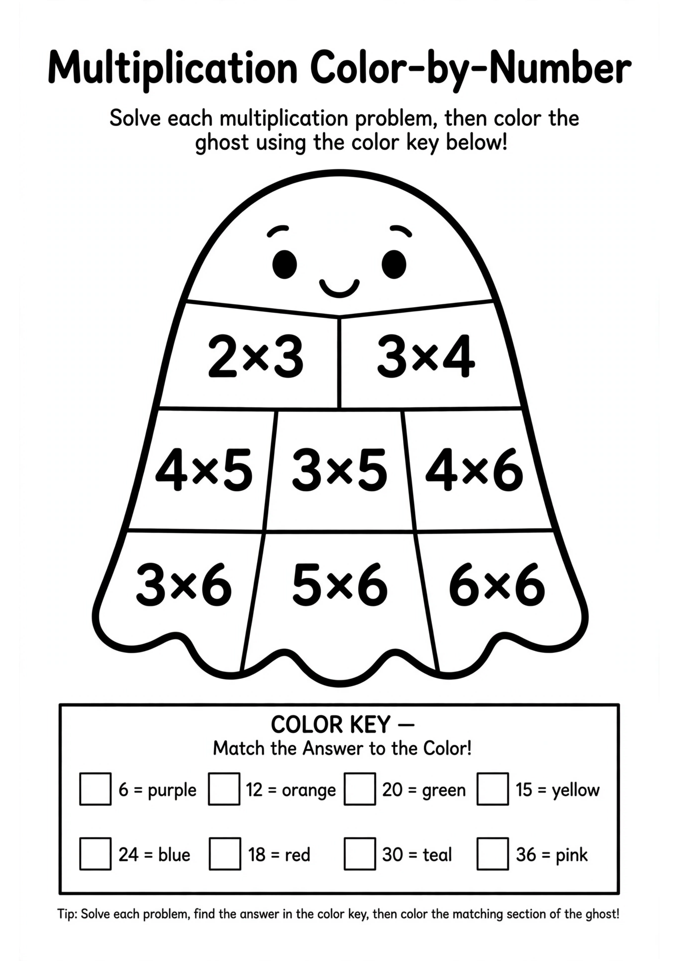 Ghost multiplication color-by-number