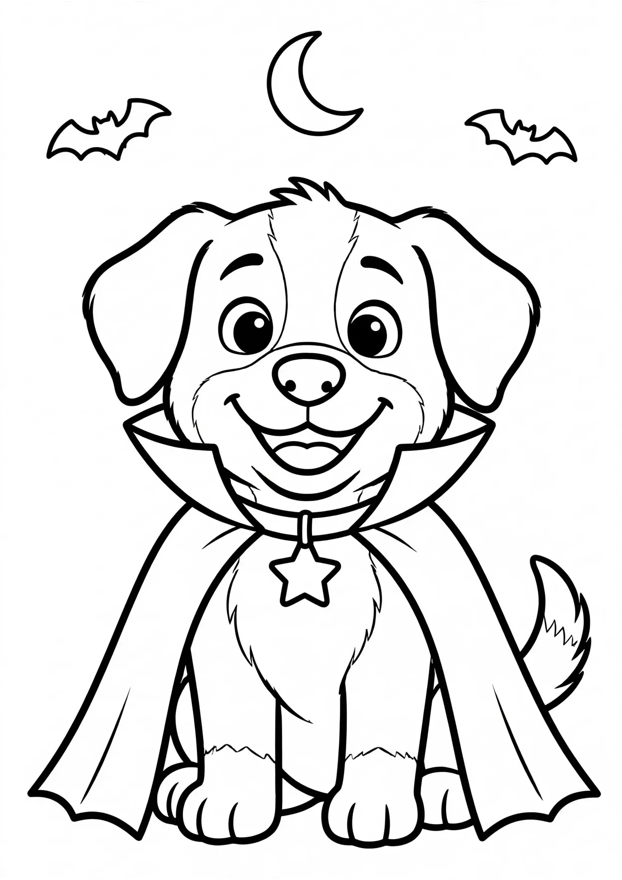 Charlie the Puppy Vampire Costume Coloring Page