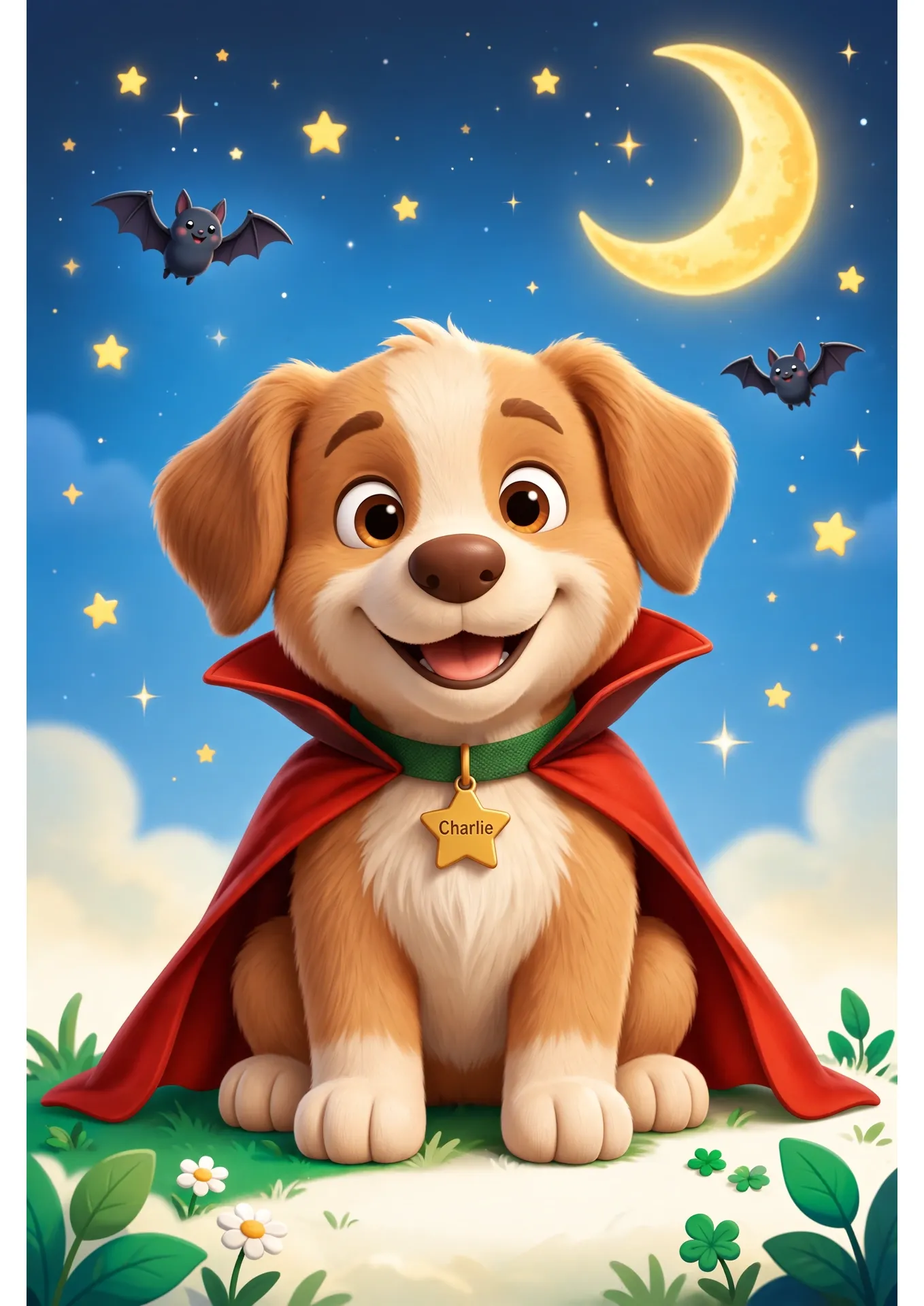 Charlie the Puppy Vampire Costume Coloring Page