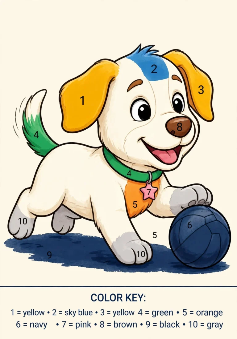 Charlie the Puppy Color-by-Number — Free Printable