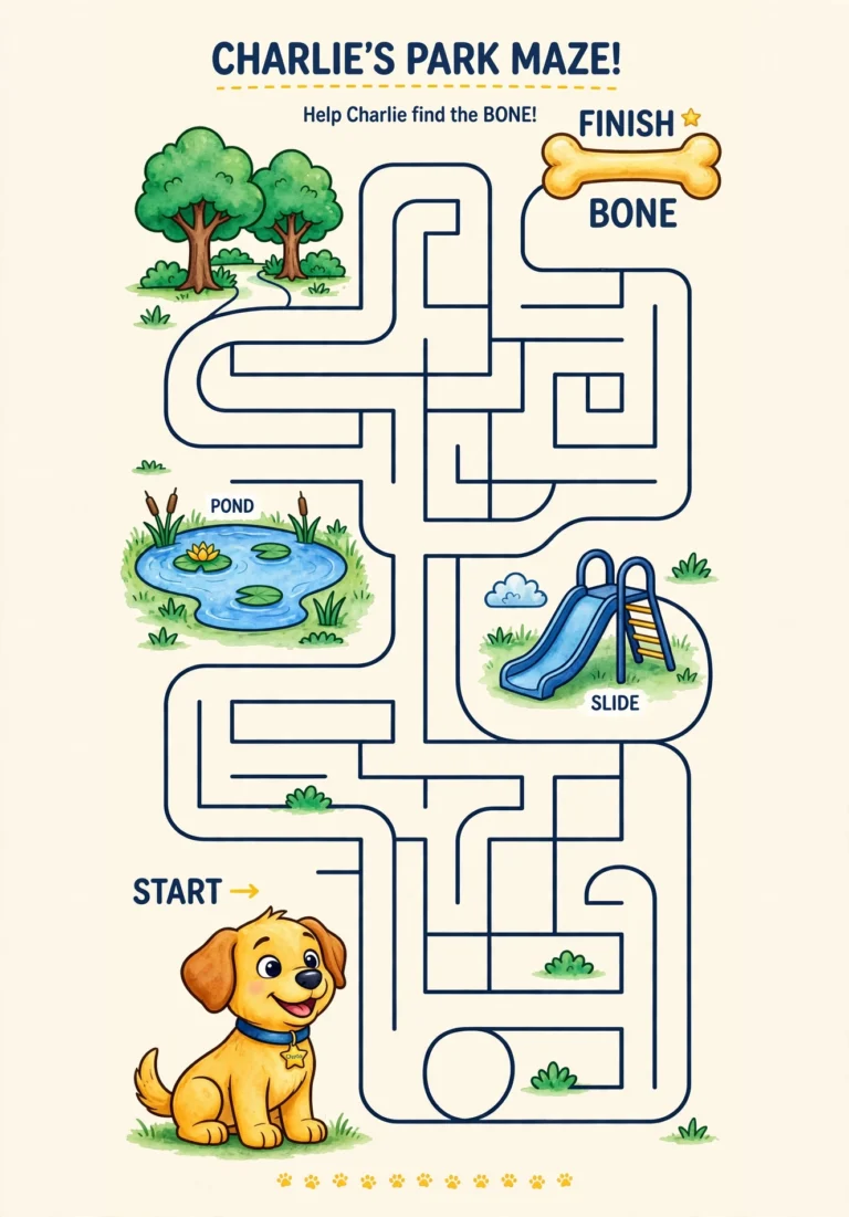 Charlie the Puppy’s Park Maze — Free Printable
