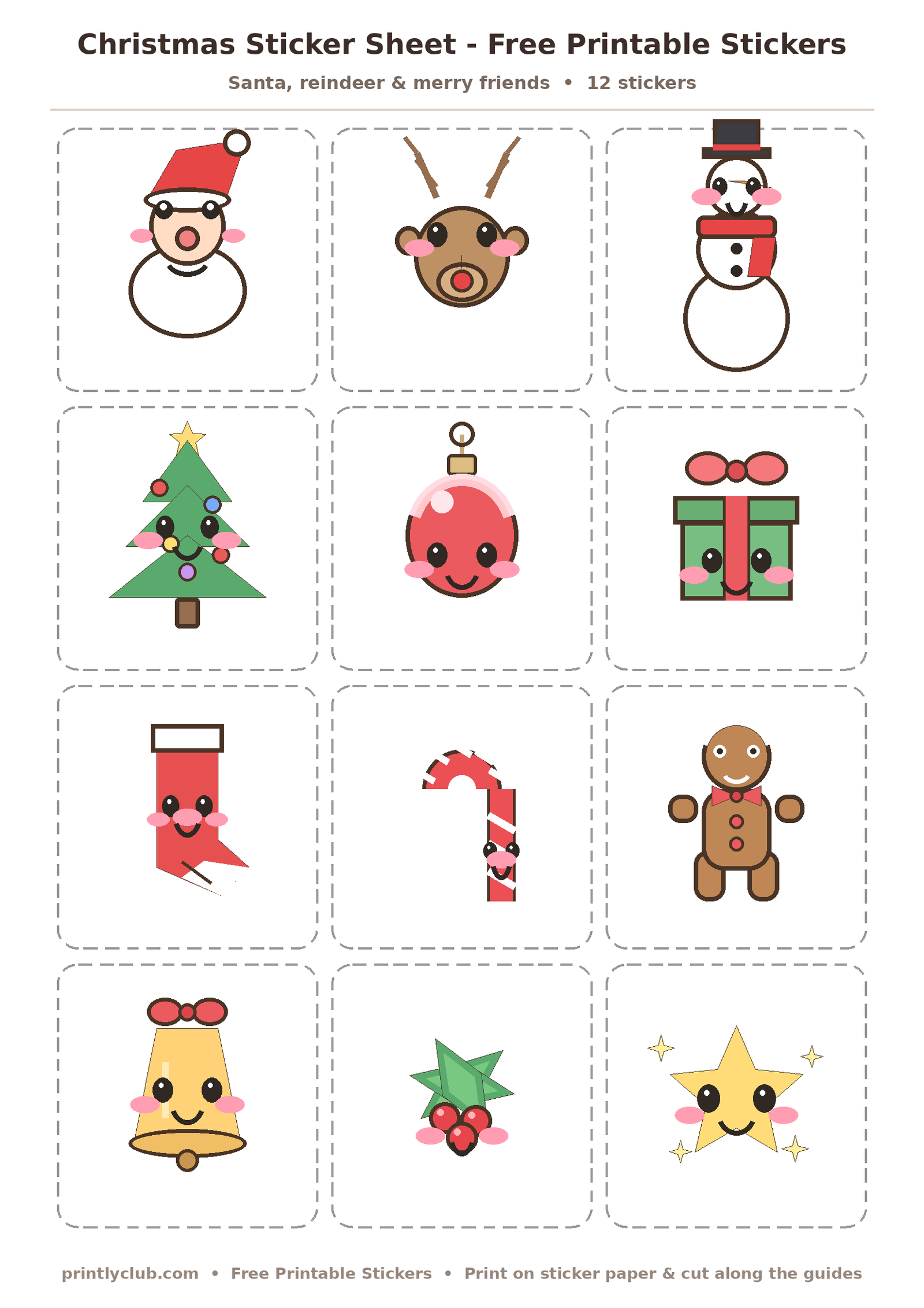Christmas Sticker Sheet - Free Printable Stickers