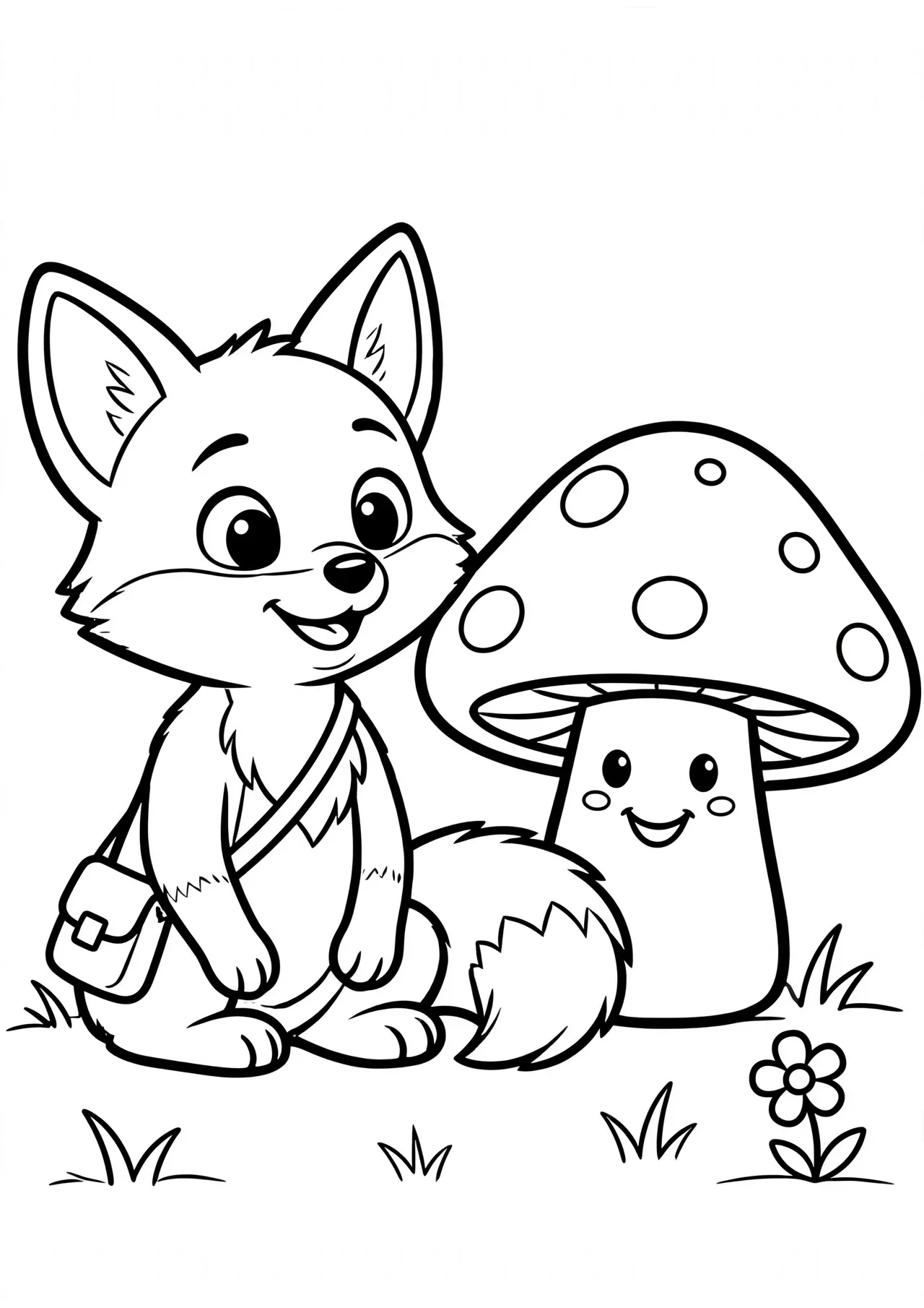 Coco the Fox Mushroom Coloring Page
