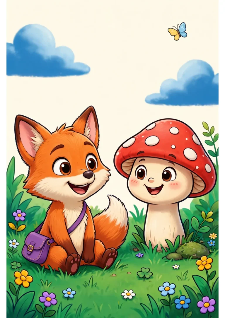 Coco the Fox Mushroom Coloring Page