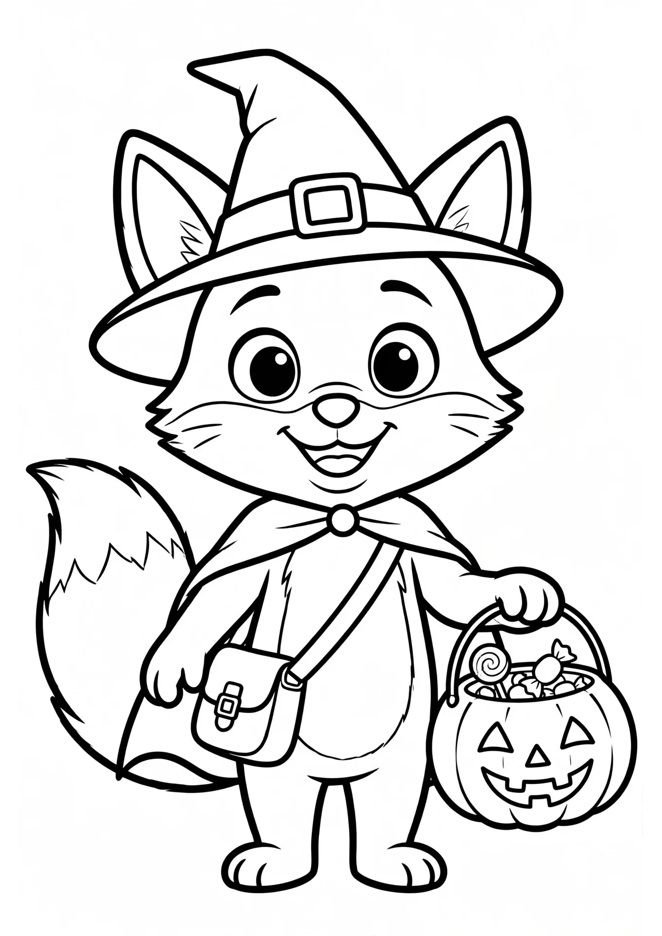 Coco the Fox Trick-or-Treat coloring page