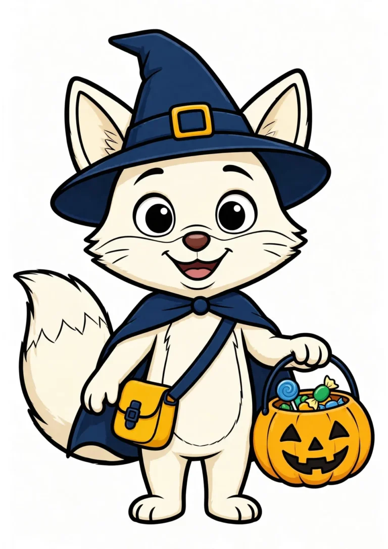 Coco the Fox Trick-or-Treat Coloring Page — Free Printable