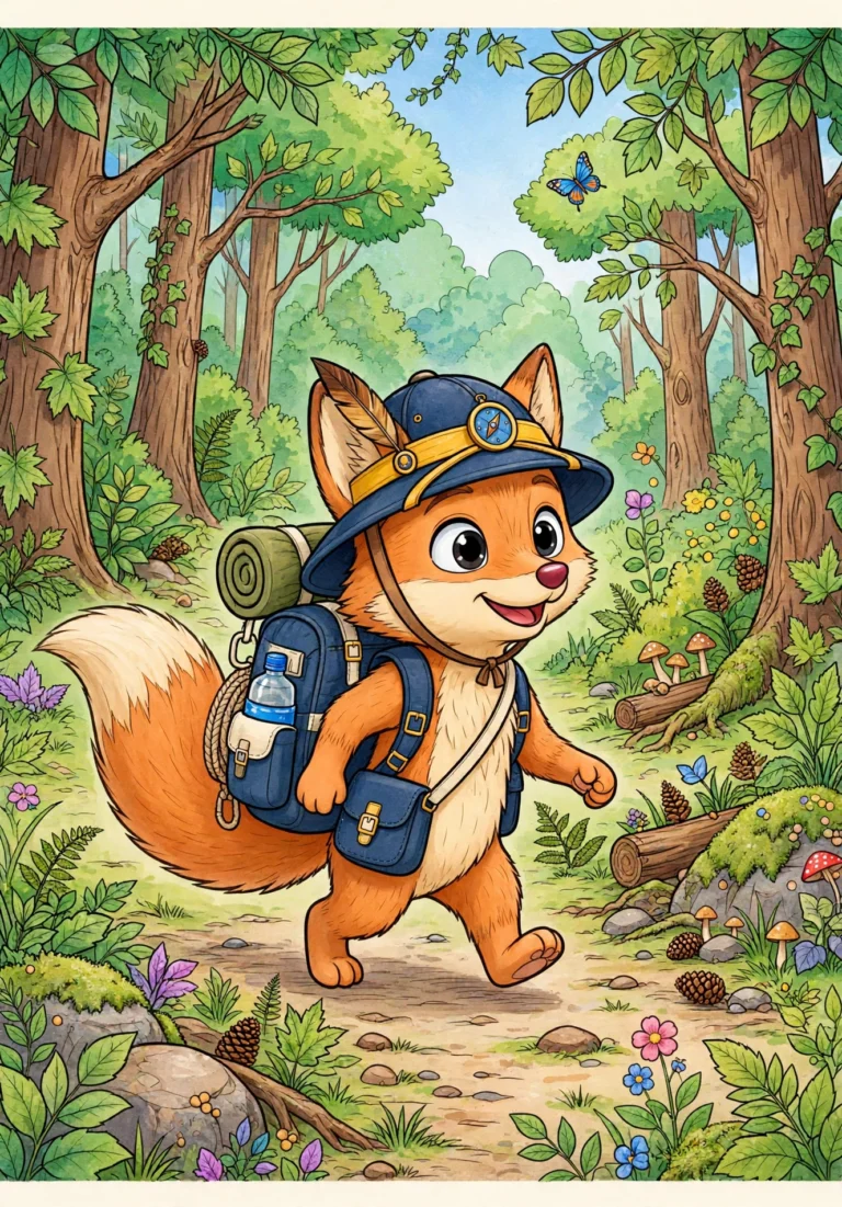 Coco the Fox Explorer Coloring Page — Free Printable