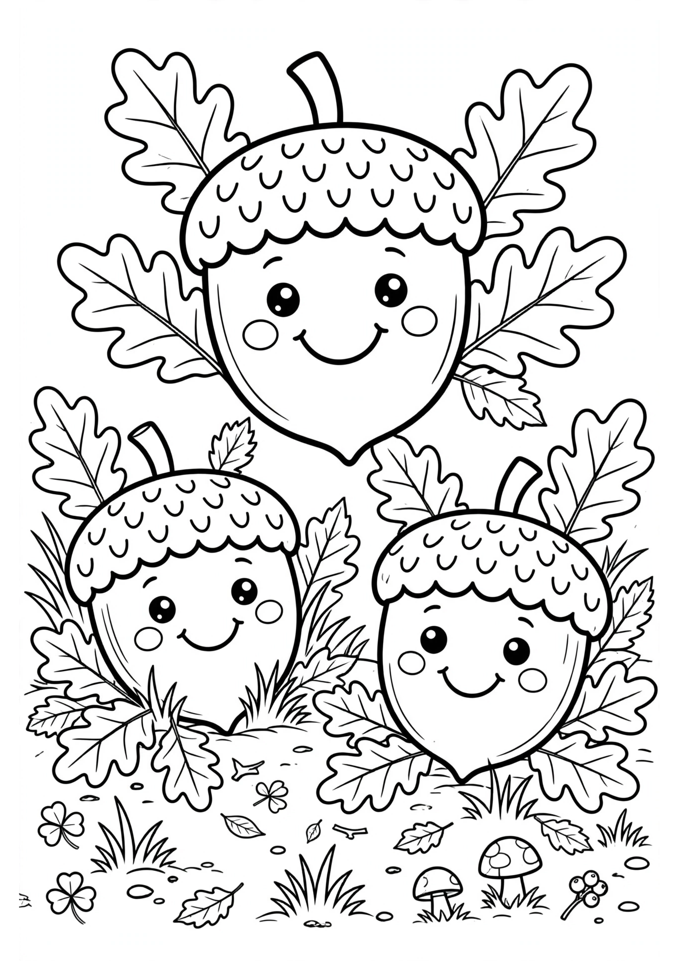 Acorn Friends coloring page
