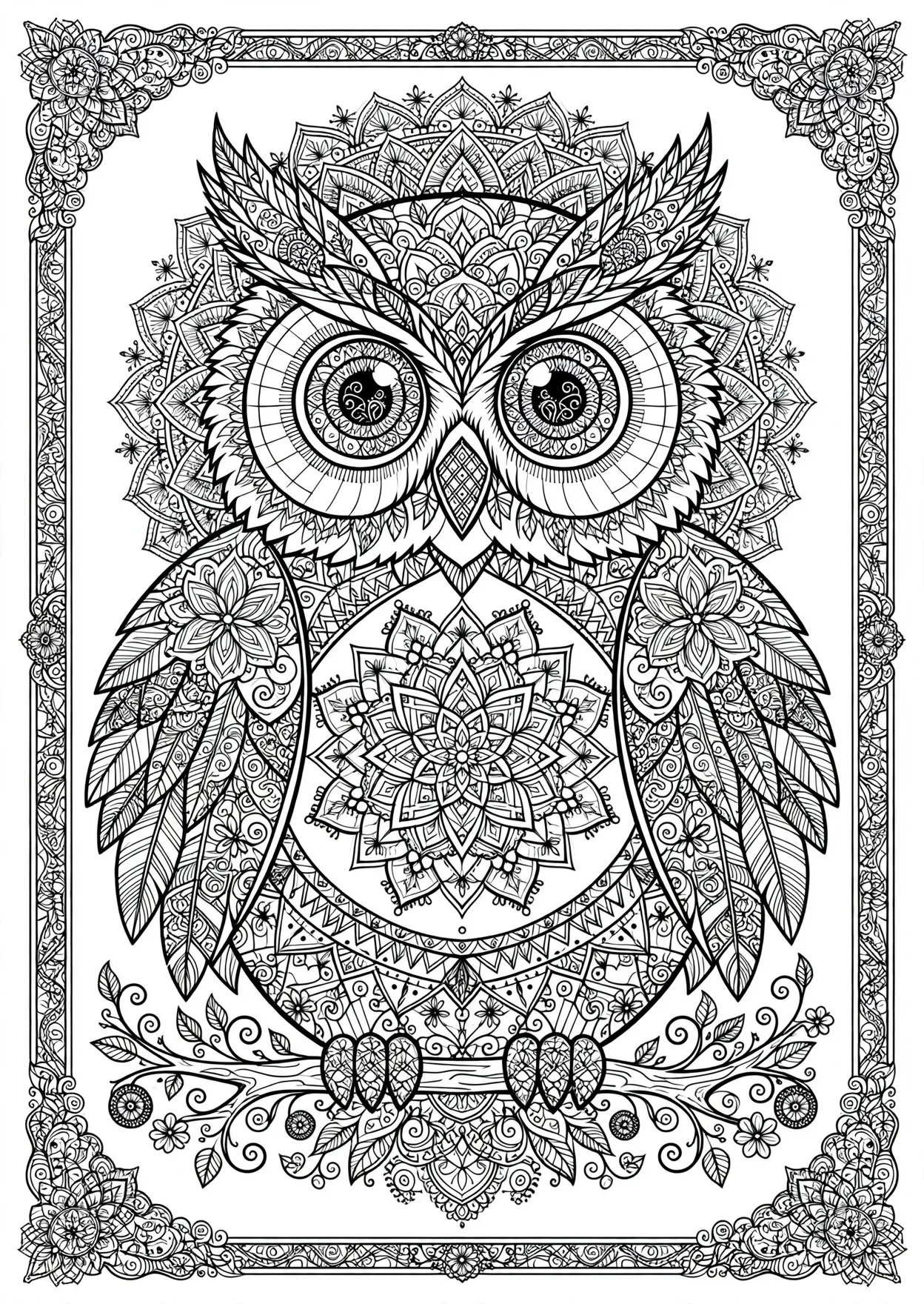 Mandala owl coloring page
