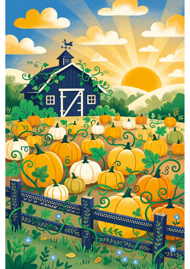 Pumpkin Patch Detailed Coloring Page — Free Printable