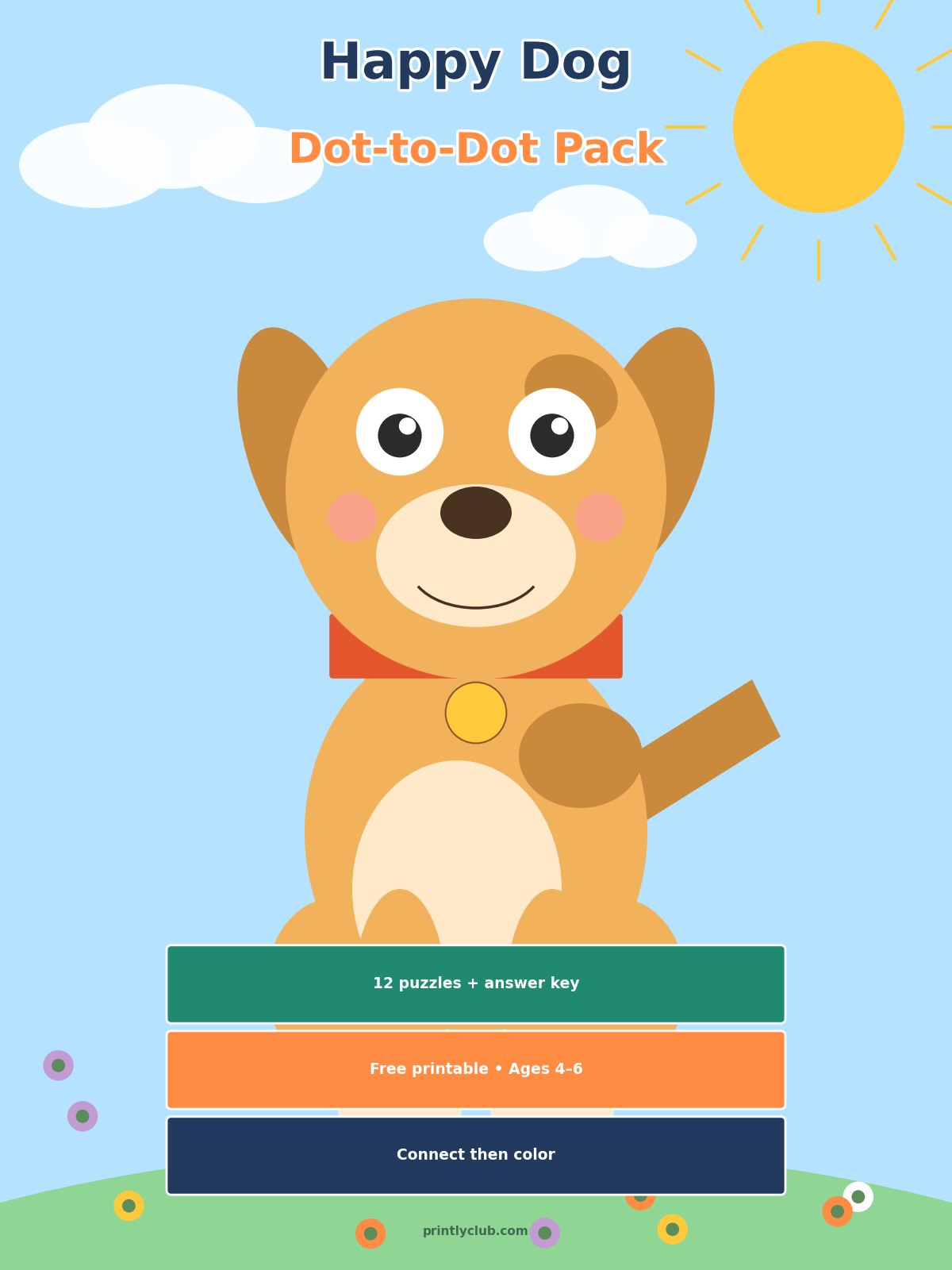 Happy Dog Dot-to-Dot Pack — Free Printable Pack