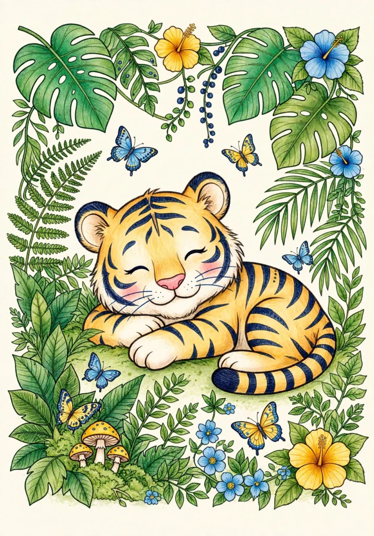 Detailed Tiger Coloring Page — Free Printable