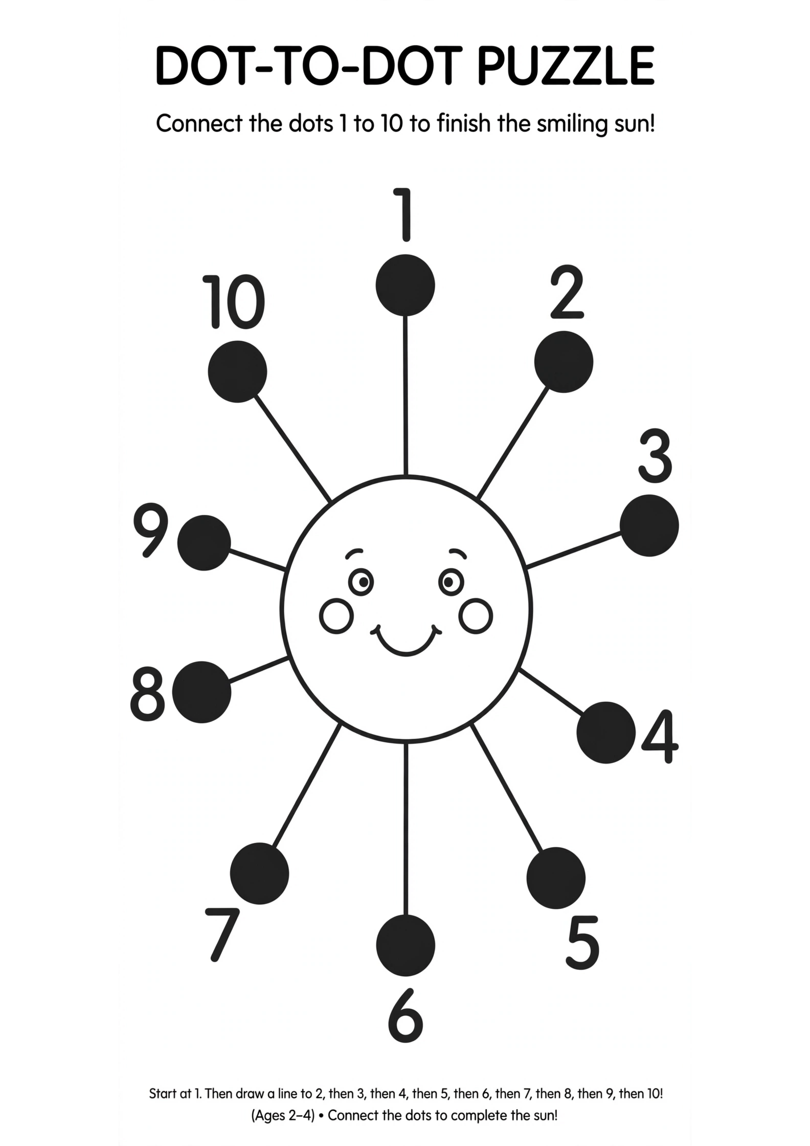 Smiling Sun Dot-to-Dot Puzzle