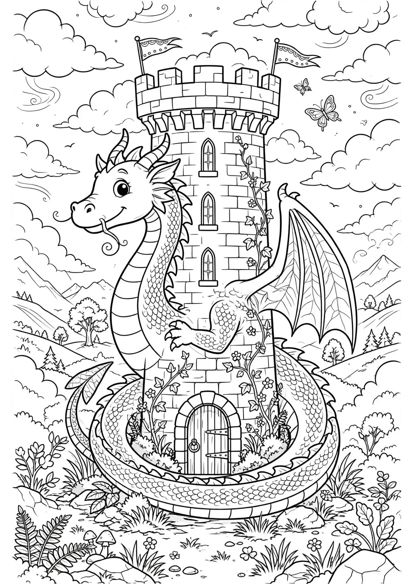 Detailed Dragon Coloring Page