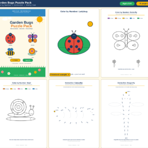 Garden Bugs Puzzle Pack — Free Printable Pack