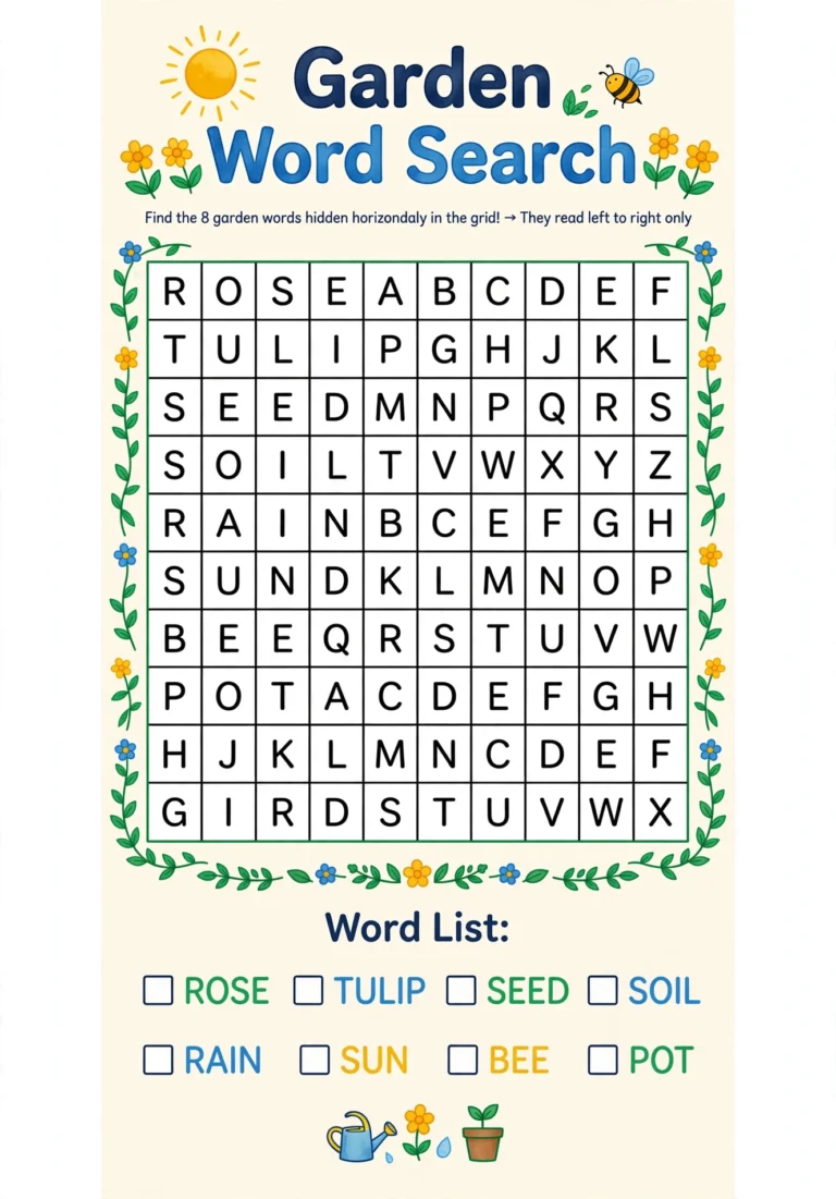 Garden Word Search — Free Printable