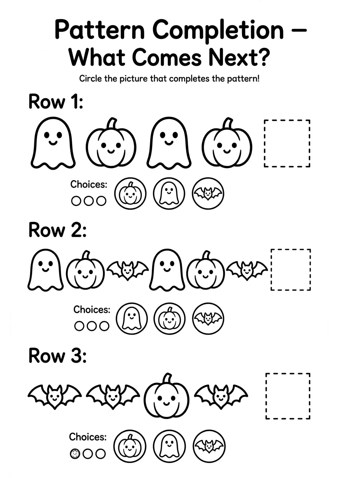 Ghost Pattern Completion Worksheet