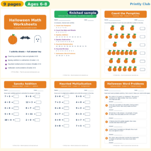 Halloween Math Worksheets — Free Printable Pack