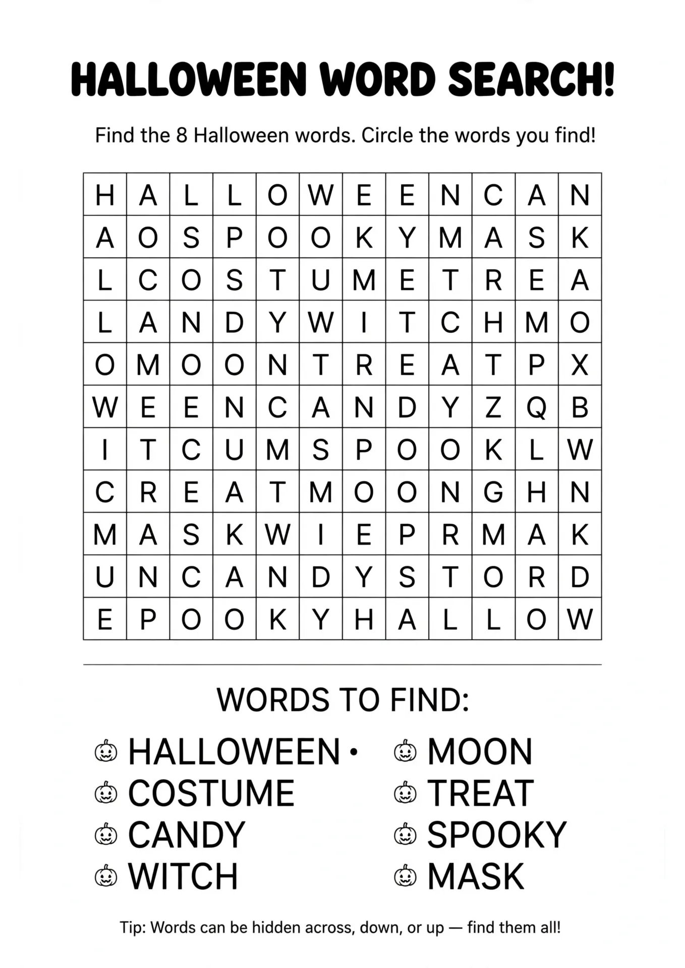 Halloween Night Word Search