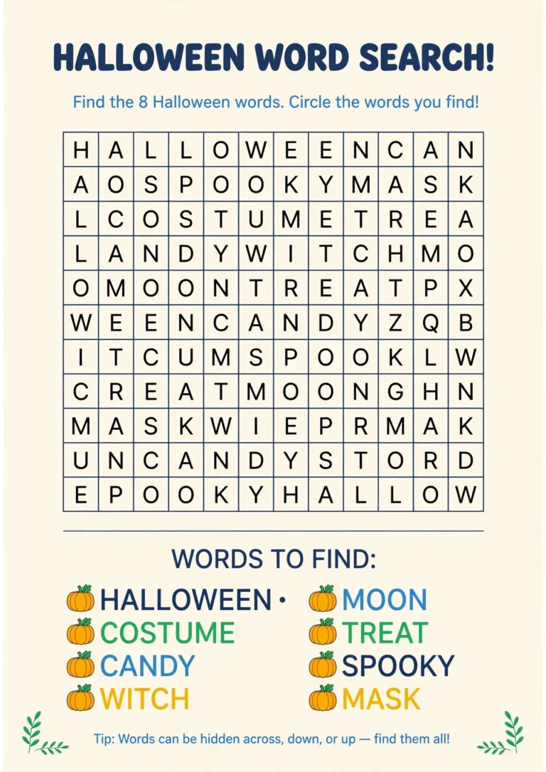 Halloween Night Word Search — Free Printable