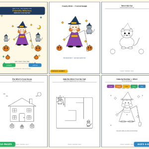 Friendly Witches — Halloween Coloring Pack — Free Printable Pack