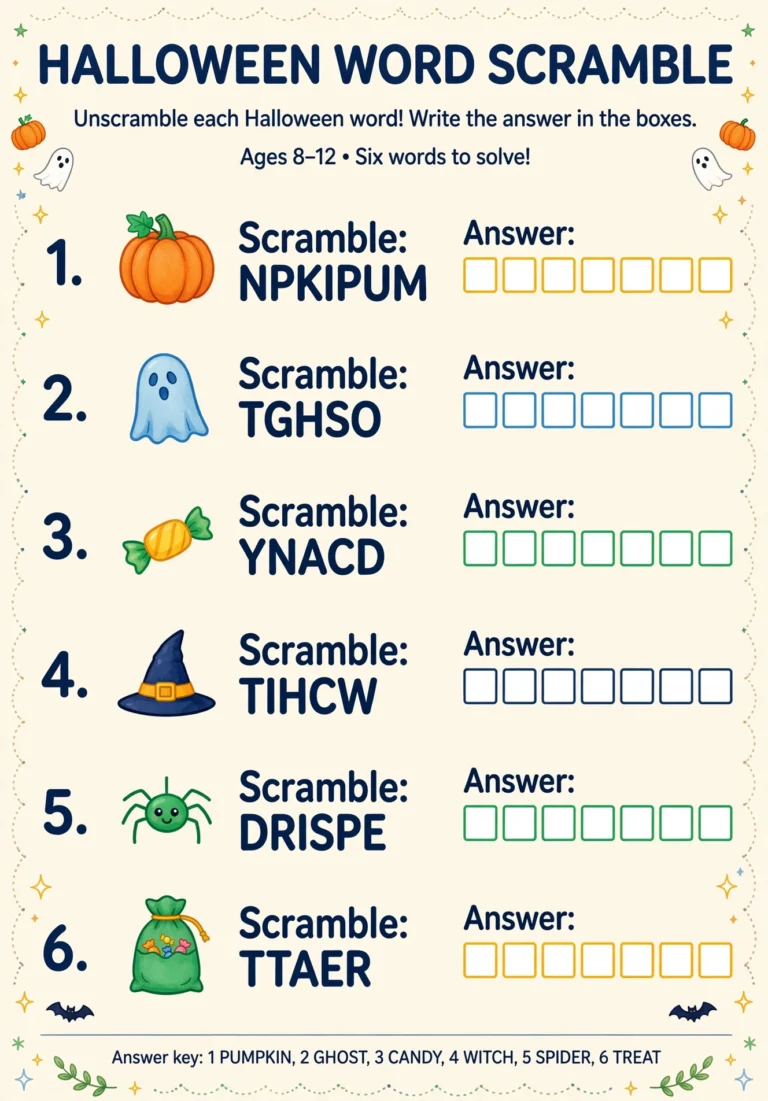 Halloween Word Scramble — Free Printable