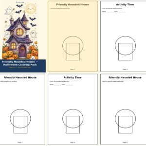 Friendly Haunted House — Halloween Coloring Pack — Free Printable Pack