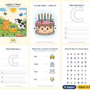 Letter C Pack — Trace, Color & Learn — Free Printable Pack