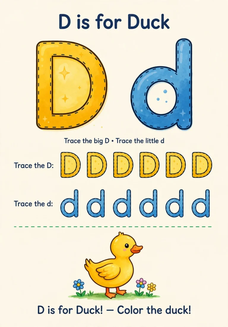 Letter D Tracing Worksheet — Free Printable