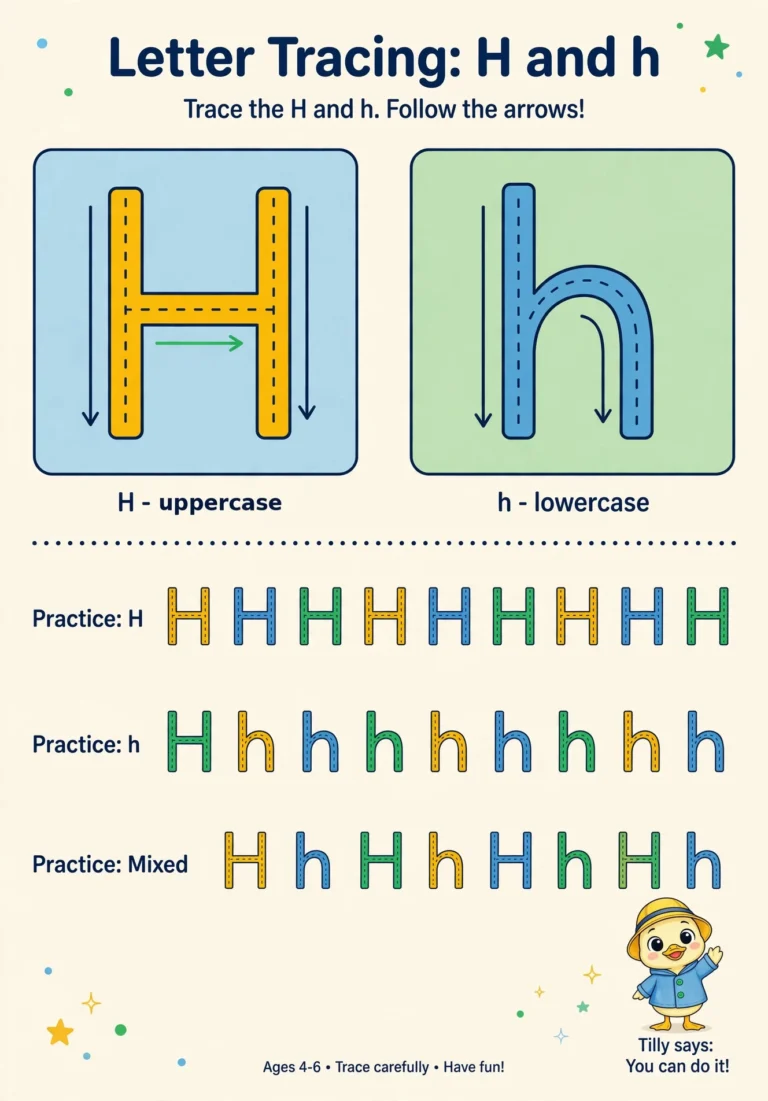 Letter H Tracing Worksheet — Free Printable