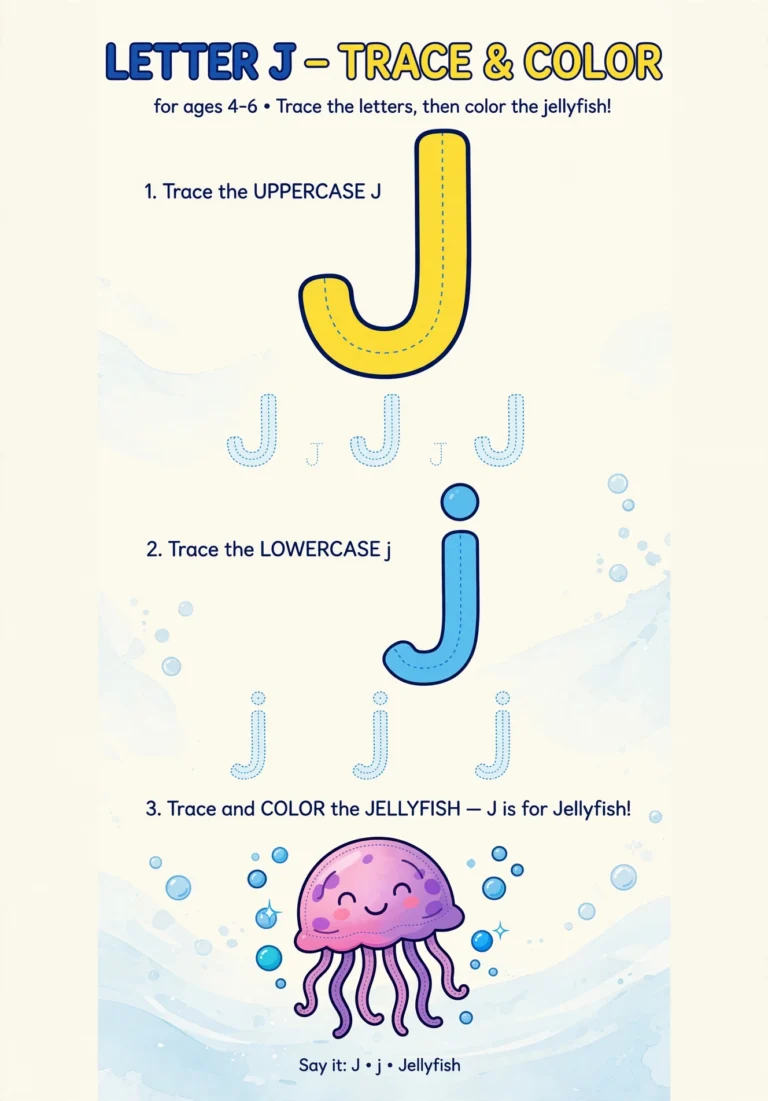 Letter J Tracing Worksheet — Free Printable