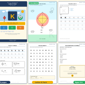 Letter K Pack — Trace, Color & Learn — Free Printable Pack