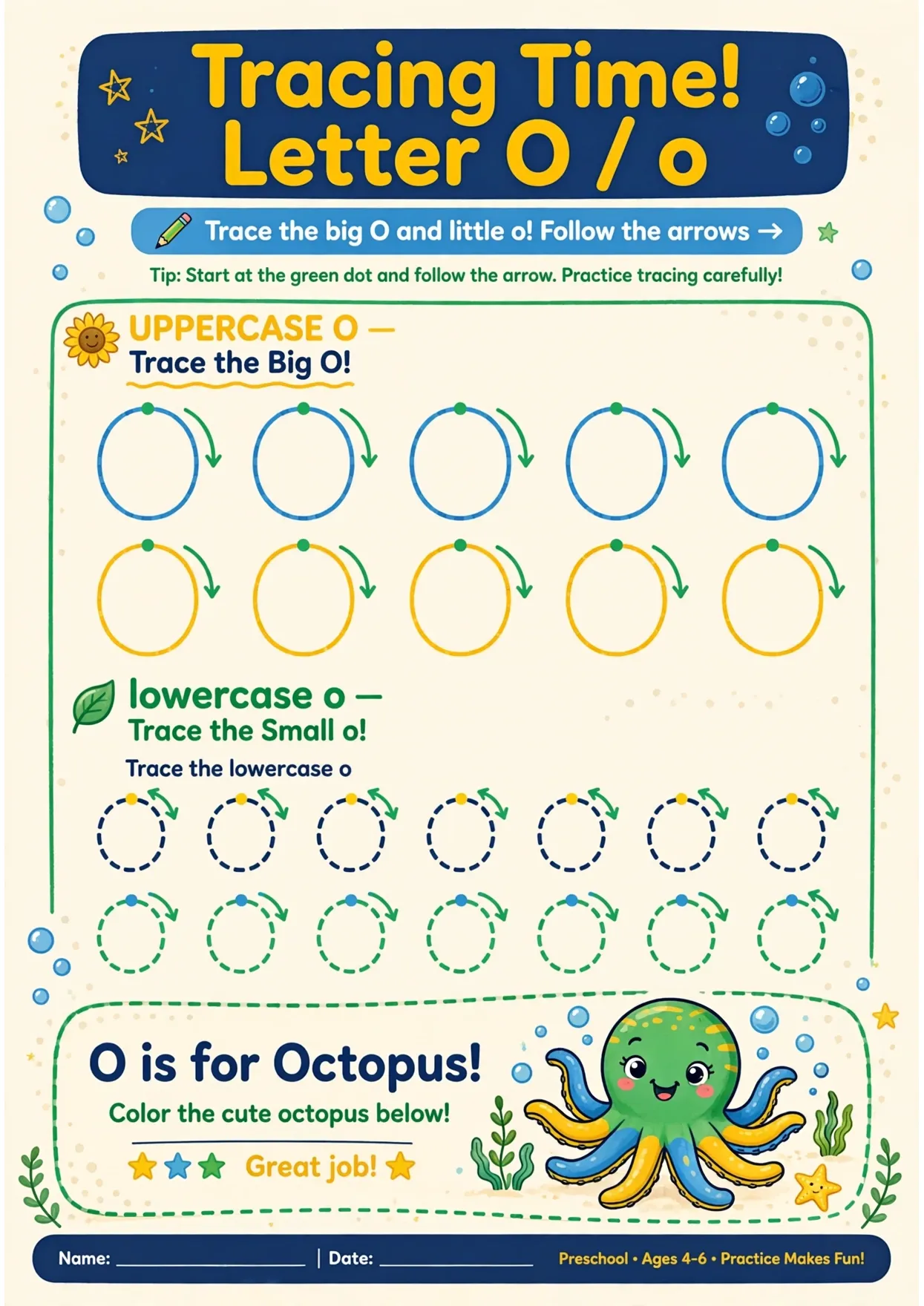 Letter O Tracing Worksheet