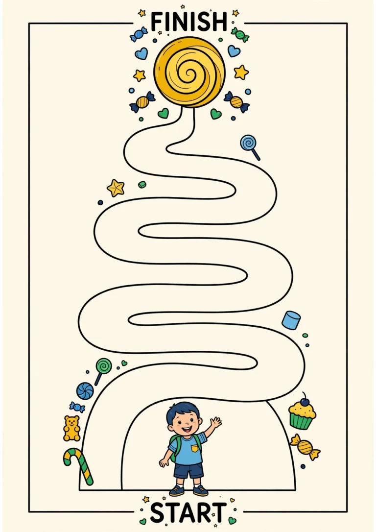 Lollipop Easy Maze — Free Printable