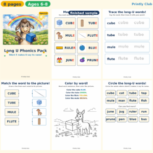 Long U (Silent E) Phonics Pack — Free Printable Pack