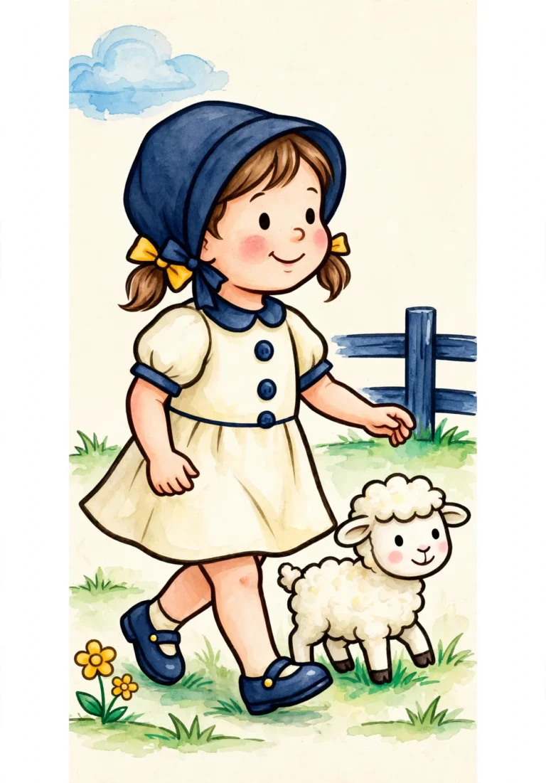 Mary Had a Little Lamb Nursery Rhyme Coloring Page — Free Printable