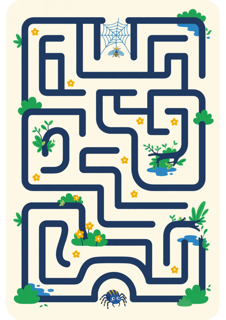 Spider Web Medium Maze — Free Printable