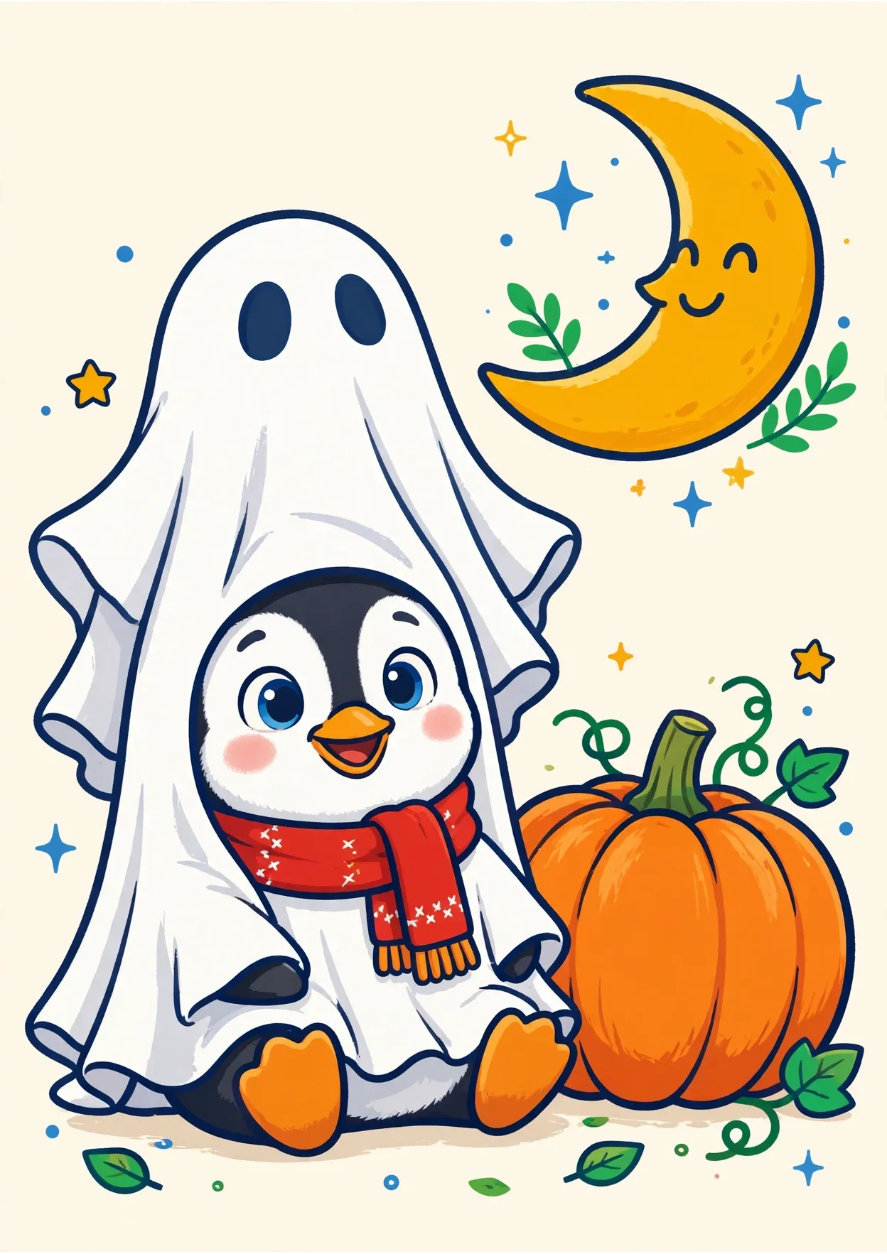 Milo the Penguin Halloween Jumbo Coloring Page