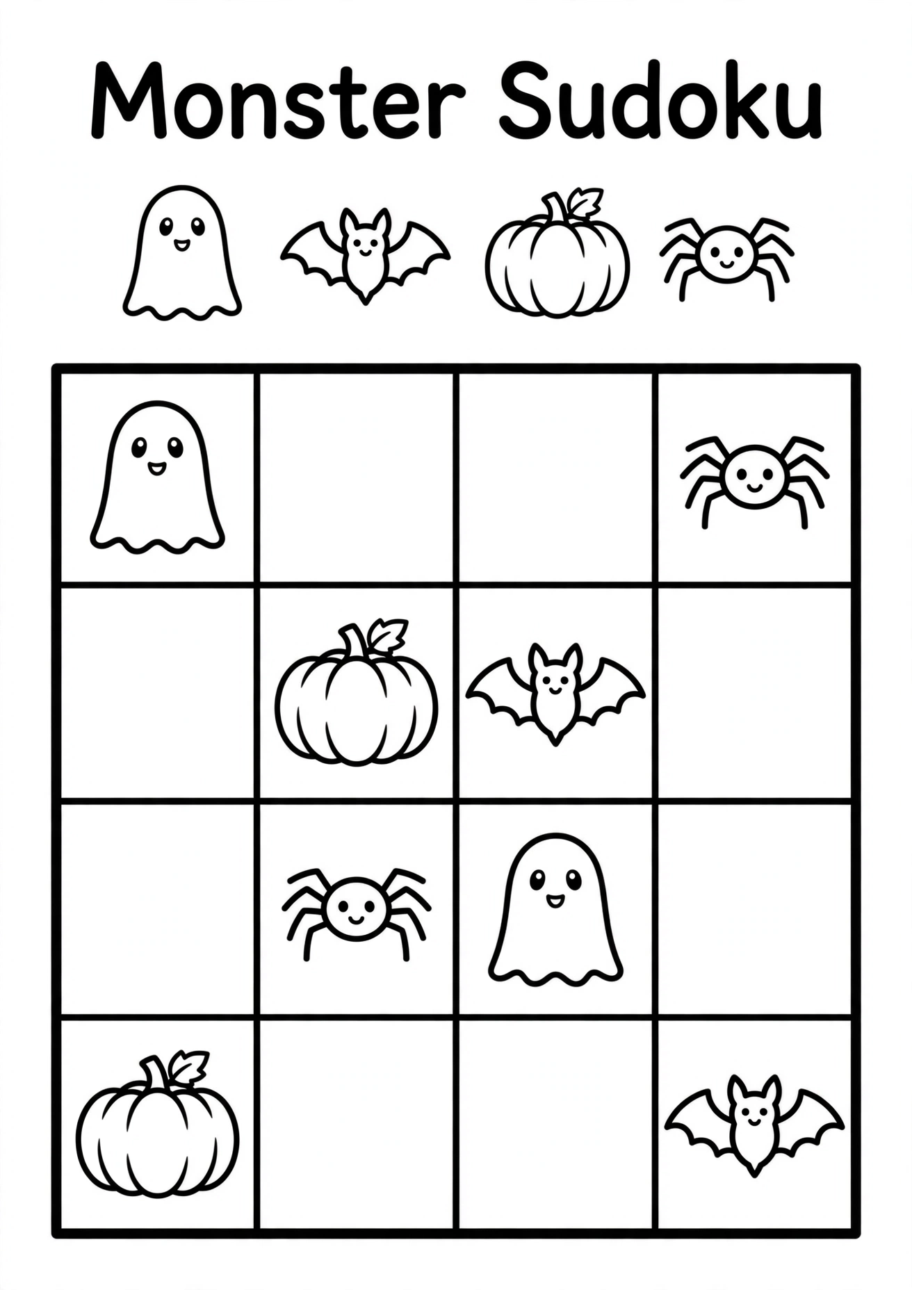 Monster Sudoku for Kids 4x4