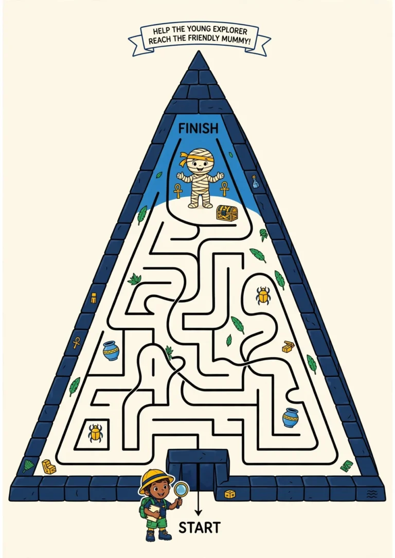 Mummy Medium Maze — Free Printable