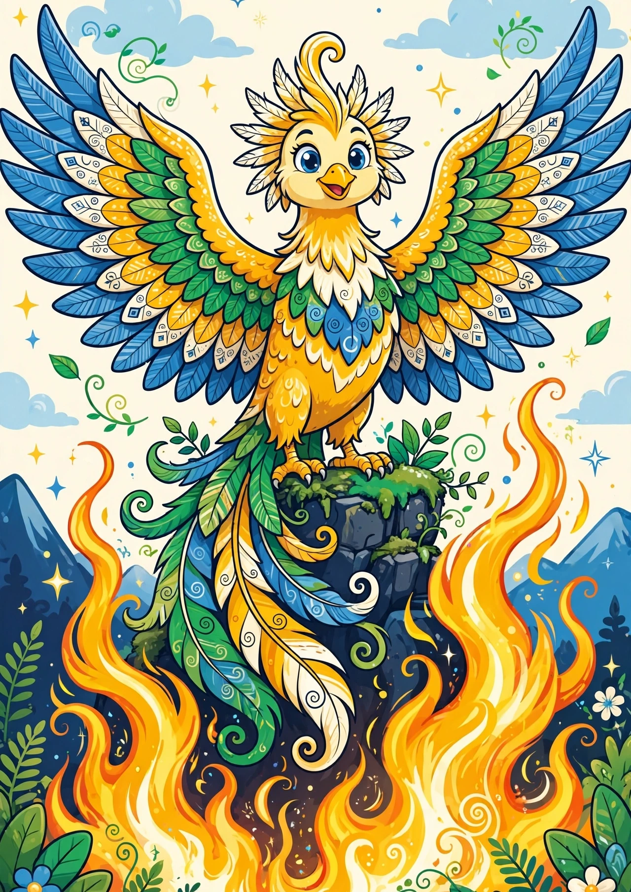 Detailed Phoenix Coloring Page