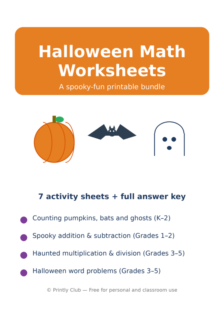 Halloween Math Worksheets — Free Printable Pack