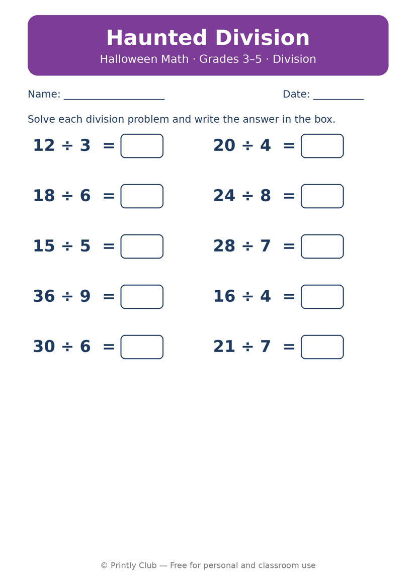 Halloween math division preview