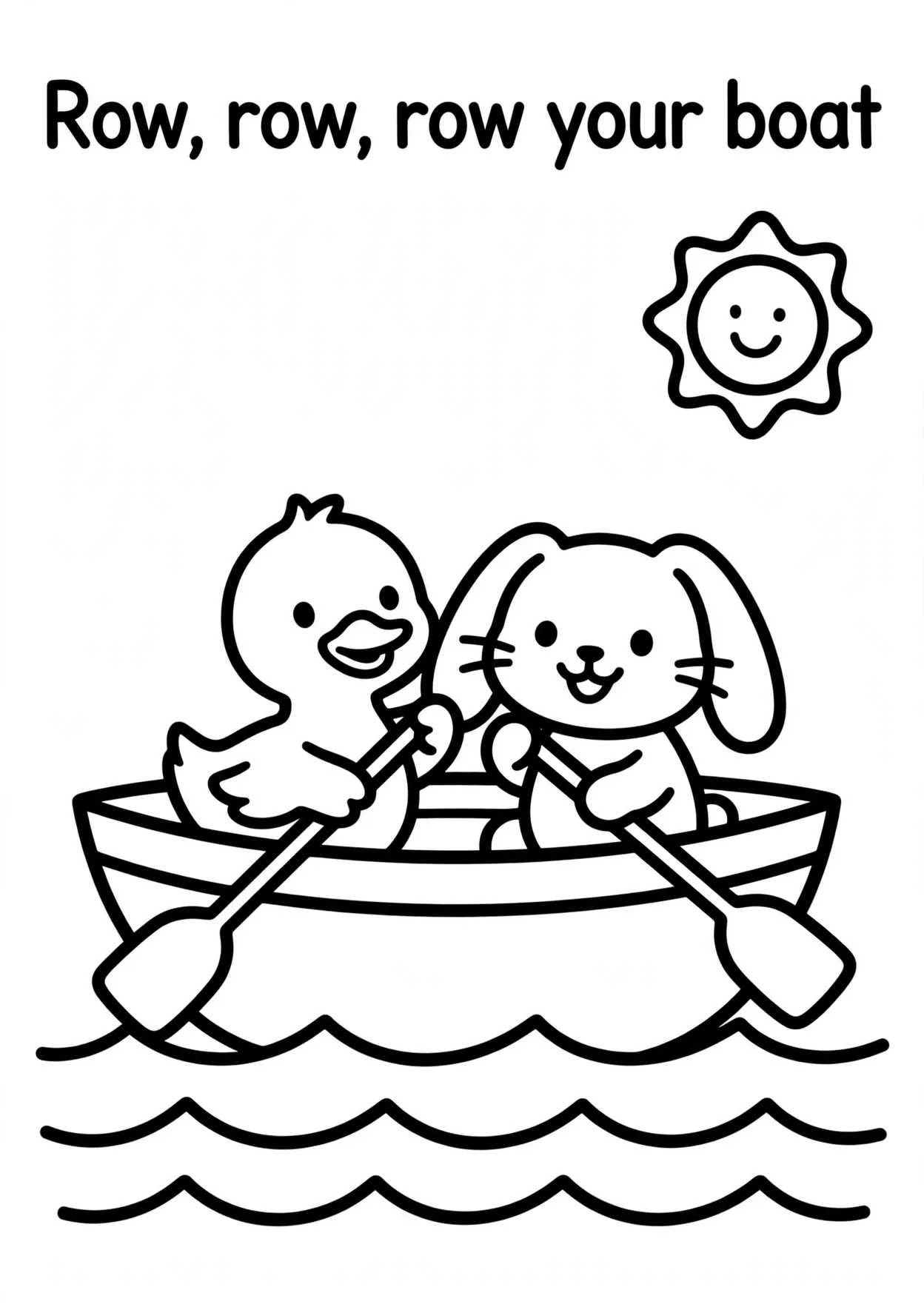 Row, Row, Row Your Boat Nursery Rhyme Coloring Page