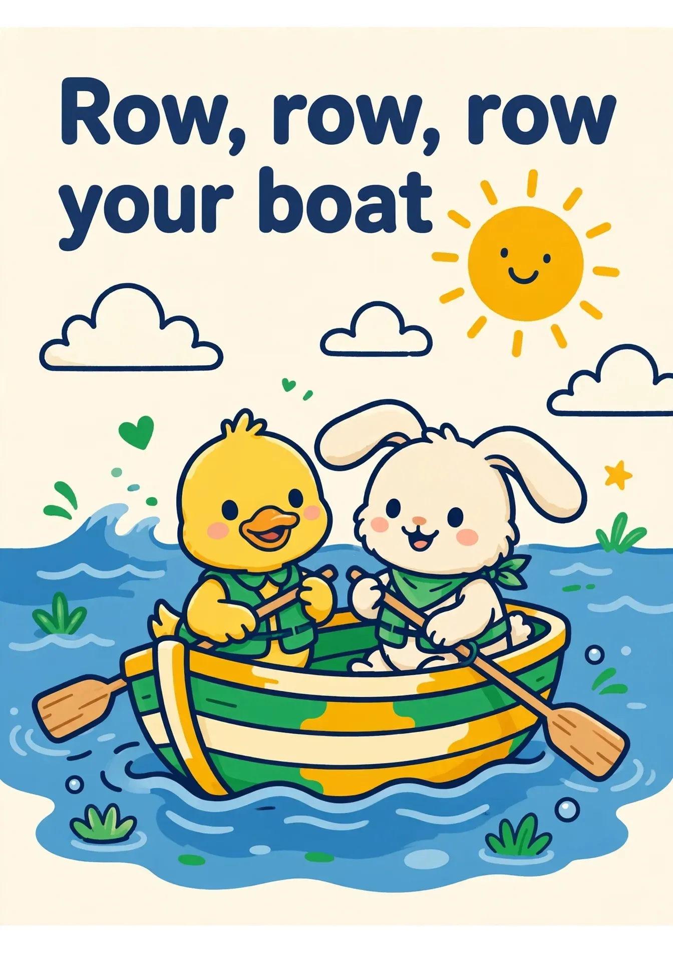 Row, Row, Row Your Boat Nursery Rhyme Coloring Page